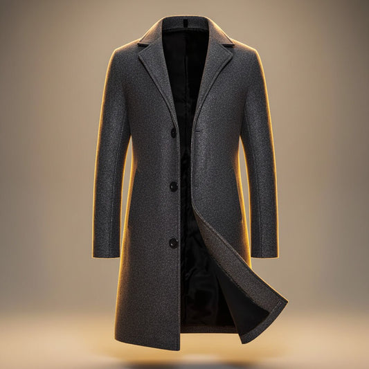 Ollie mens wool blend long overcoat