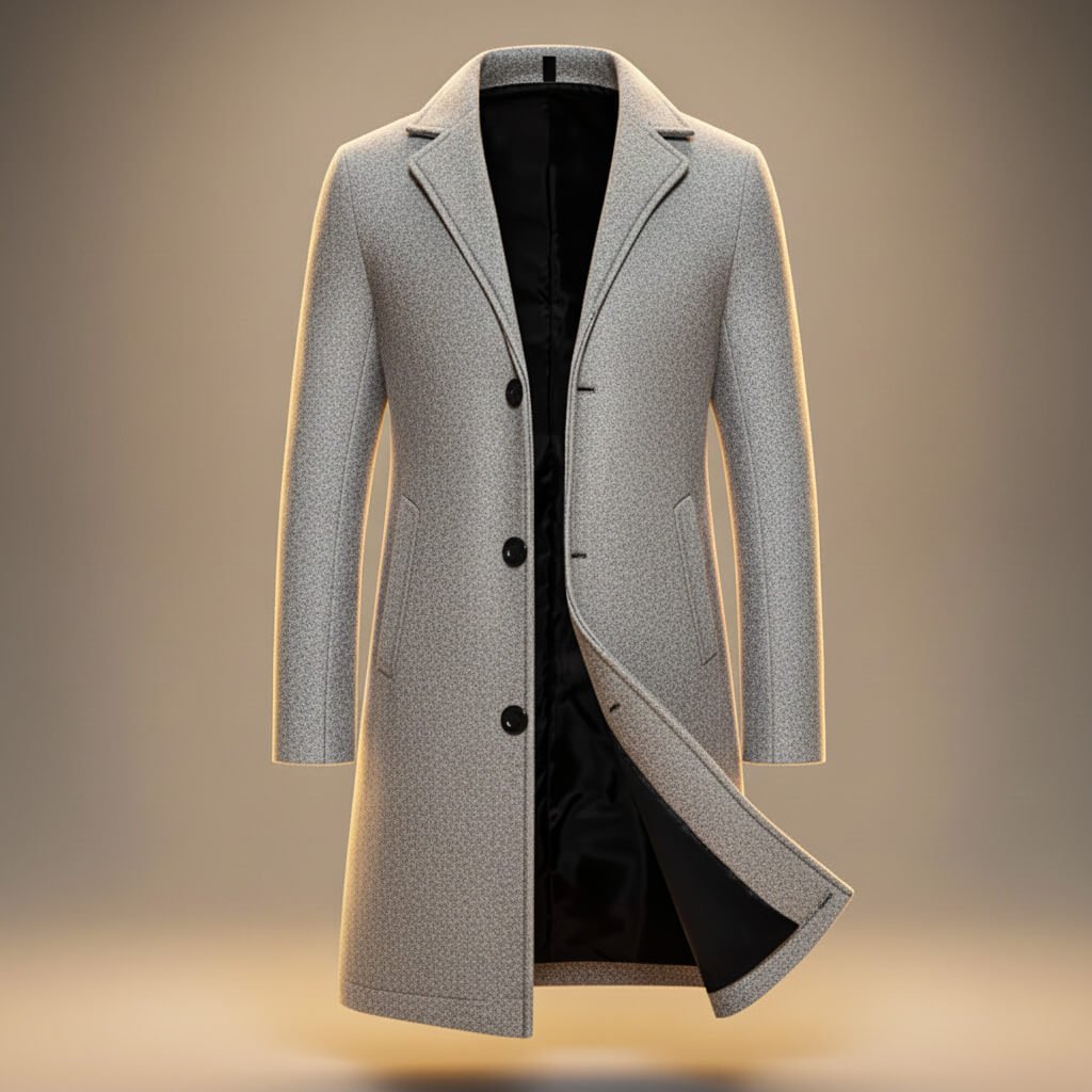 Ollie mens wool blend long overcoat