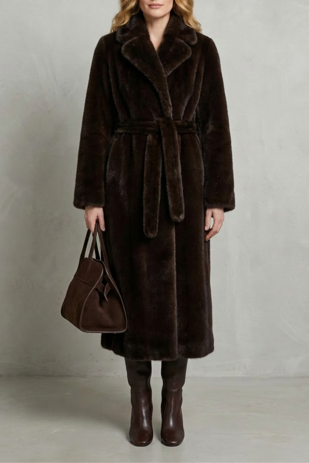 Margot womens faux fur wrap maxi coat