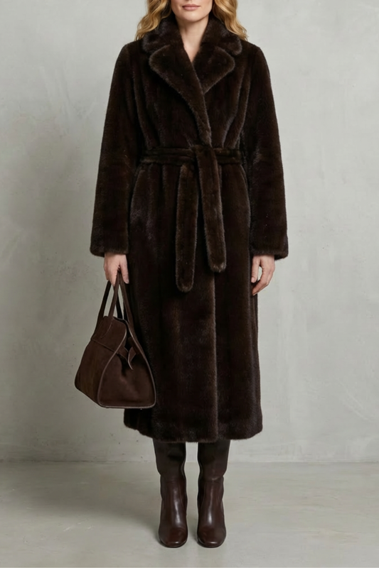 Margot womens faux fur wrap maxi coat