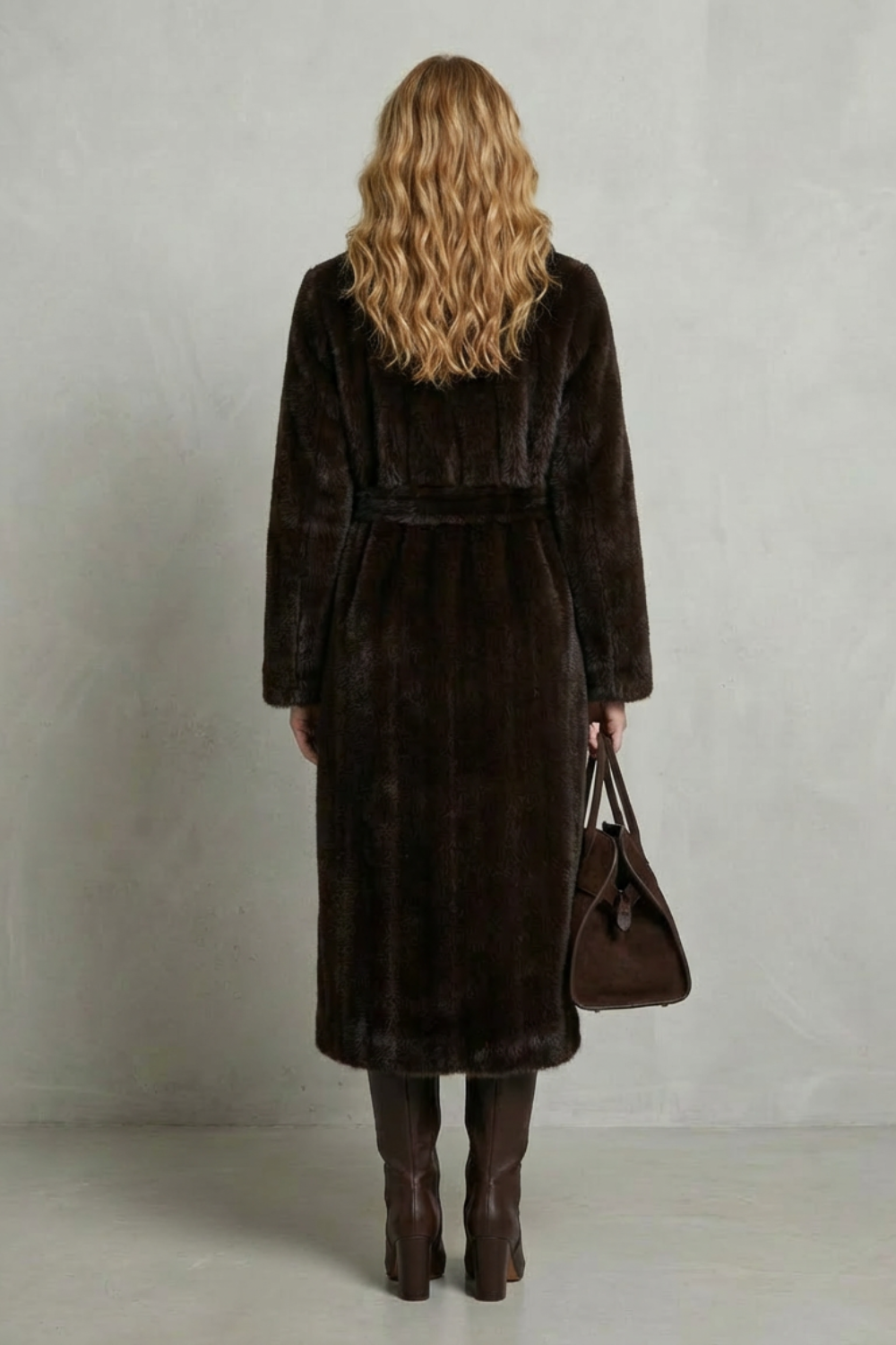 Margot womens faux fur wrap maxi coat