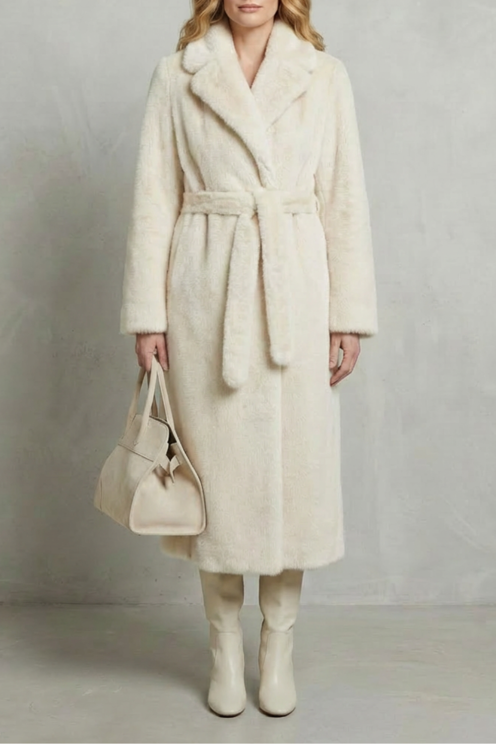 Margot womens faux fur wrap maxi coat