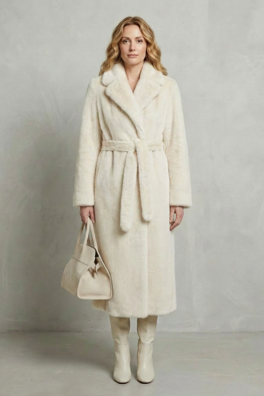 Margot womens faux fur wrap maxi coat
