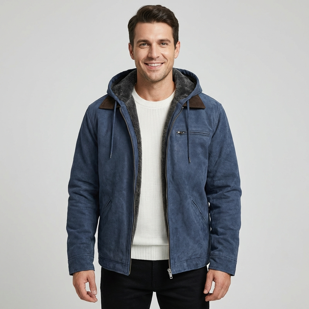 Bertie mens faux suede hooded jacket