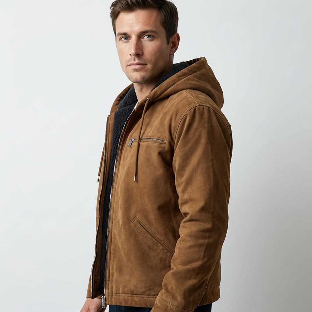 Bertie mens faux suede hooded jacket
