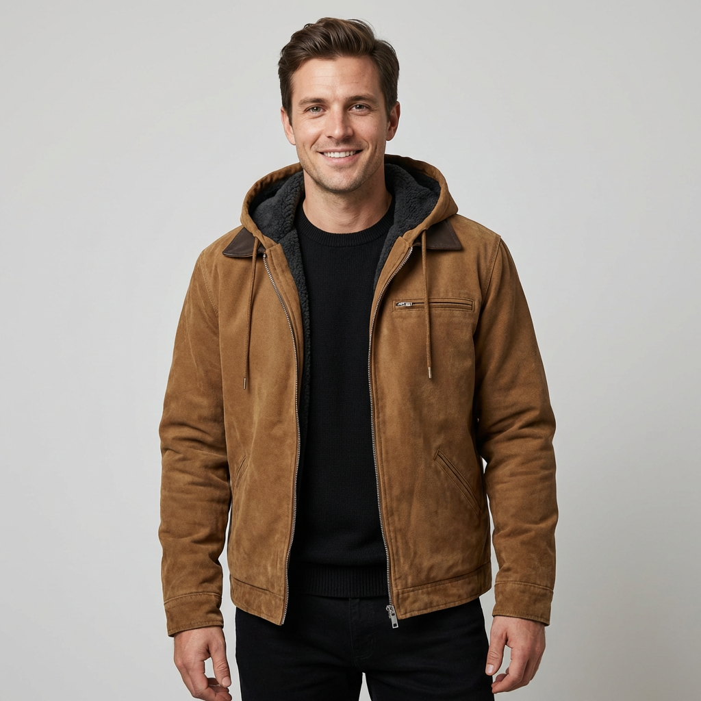 Bertie mens faux suede hooded jacket
