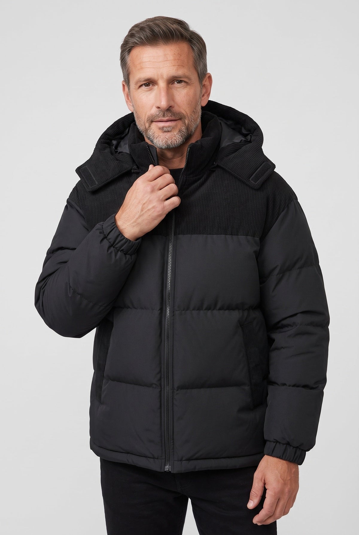 Arthur mens corduroy hooded puffer jacket