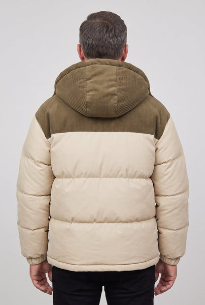 Arthur mens corduroy hooded puffer jacket