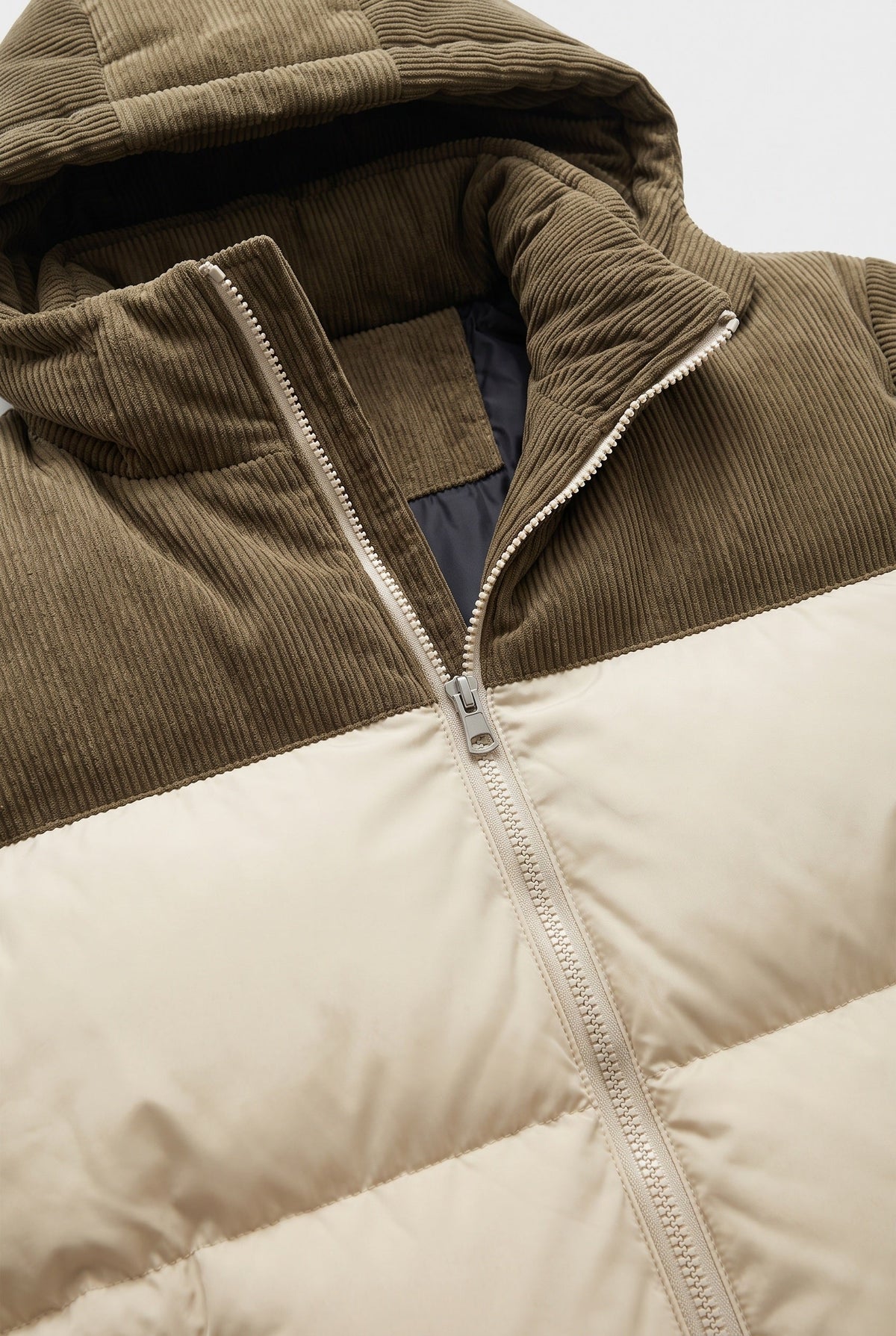 Arthur mens corduroy hooded puffer jacket