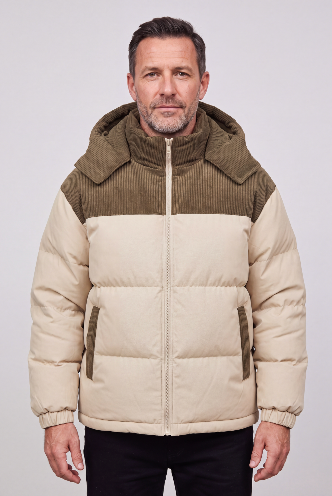 Arthur mens corduroy hooded puffer jacket
