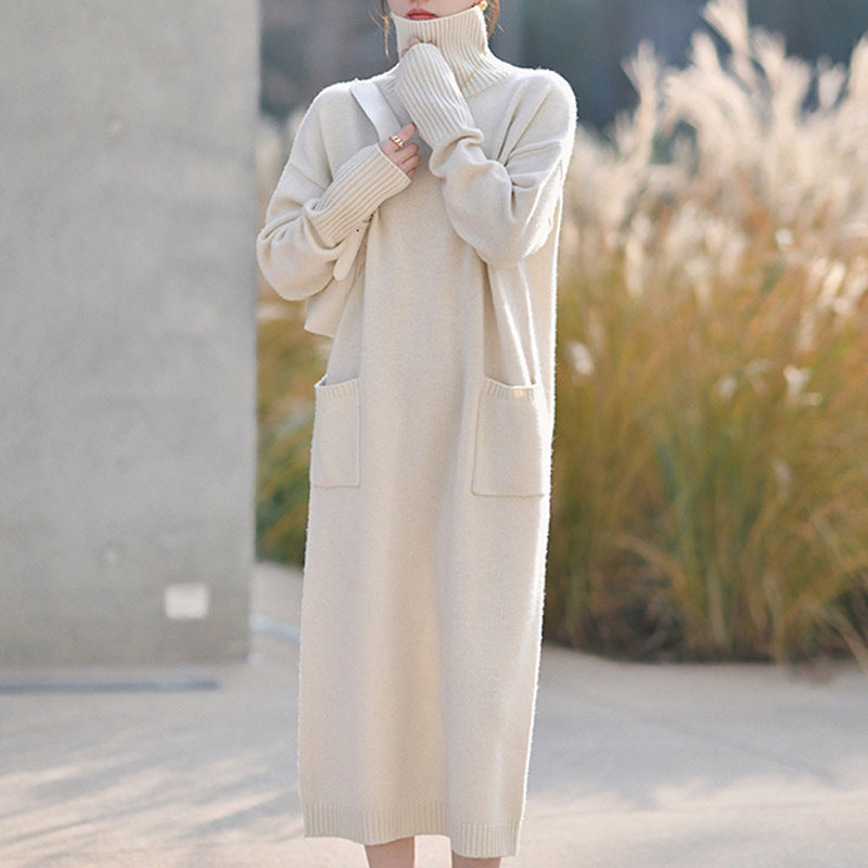 Ivy | Knit Dress Turtleneck Long Sleeve Midi