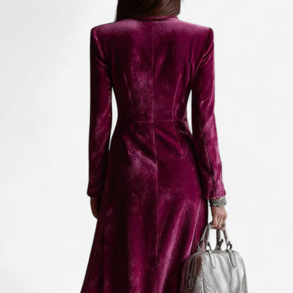 Womens velvet blazer maxi dress double-breasted, view 3