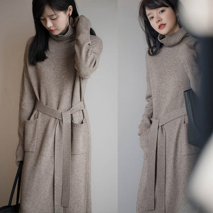 Ivy | Knit Dress Turtleneck Long Sleeve Midi