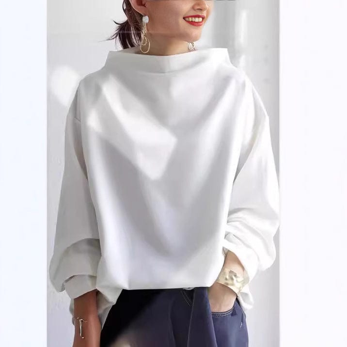 Womens oversized mock neck top, view 3