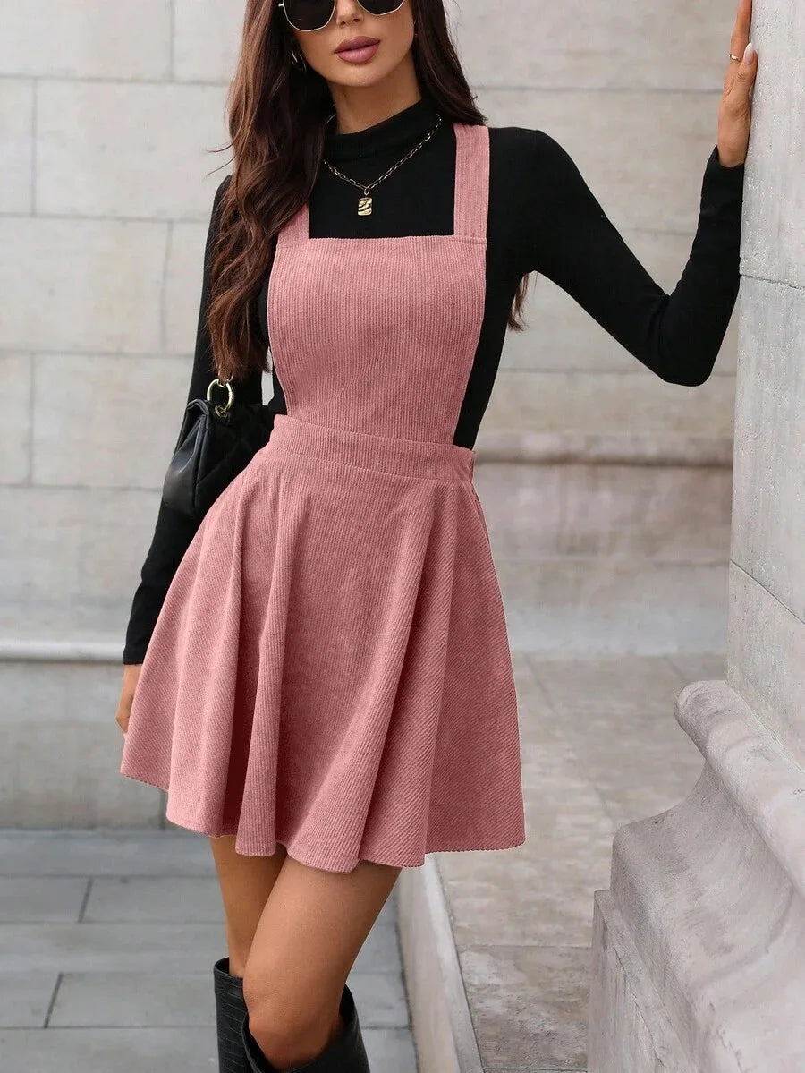 Freya | Corduroy Pinafore Mini Dress