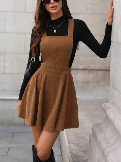 Freya | Corduroy Pinafore Mini Dress
