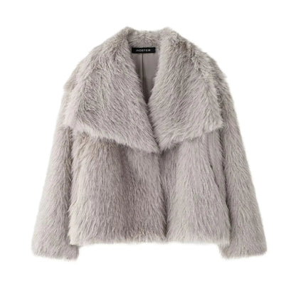 Sophia | Collared Long Pile Faux Fur Coat