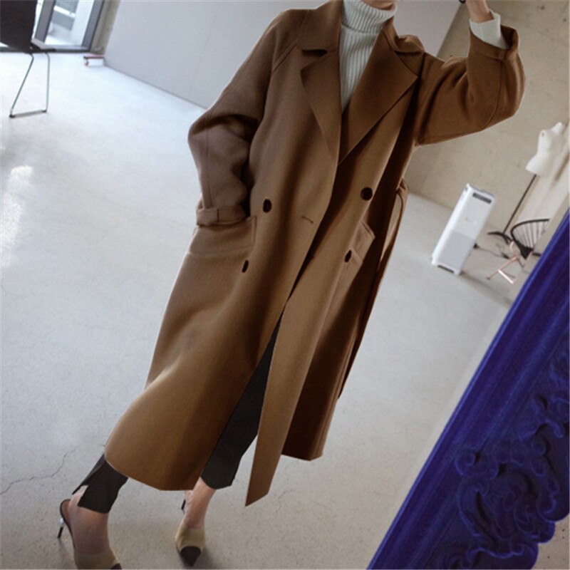 Odette womens wool blend belted long coat