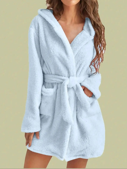 Rosie | Womens Fluffy Hooded Dressing Gown