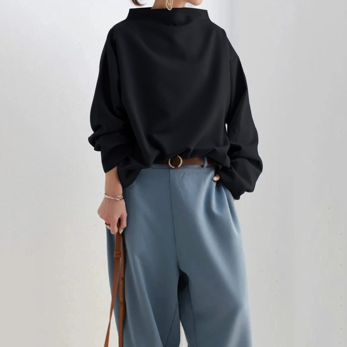 Edith | Oversized Mock Neck Top Funnel