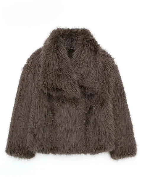 Sophia | Collared Long Pile Faux Fur Coat
