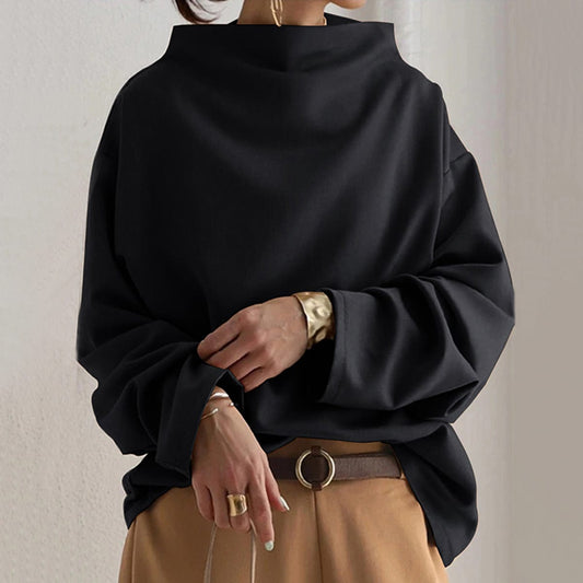 Womens oversized mock neck top, view 1