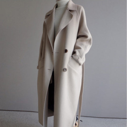 Odette womens wool blend belted long coat