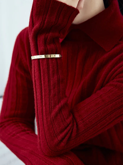 Maeve | Ribbed Knit Polo Neck Jumper