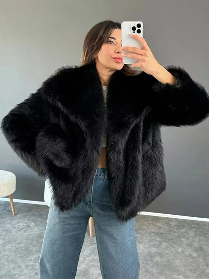 Sophia | Collared Long Pile Faux Fur Coat