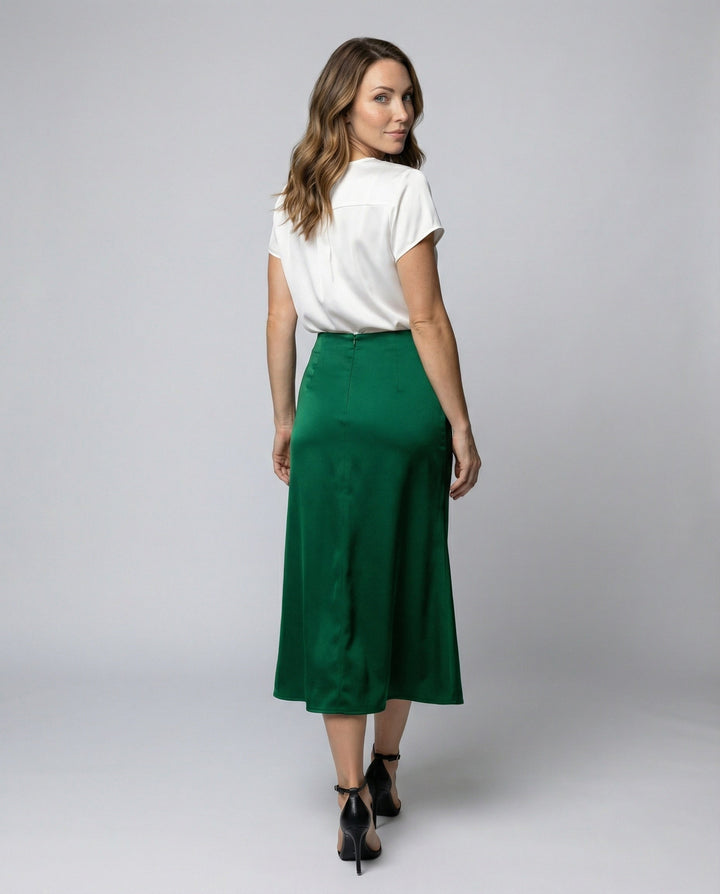 Harriet | Satin Wrap Midi Skirt