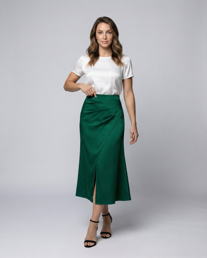 Harriet | Satin Wrap Midi Skirt