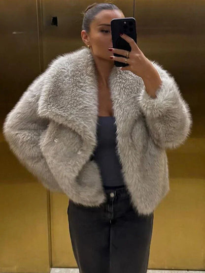 Sophia womens long pile faux fur coat