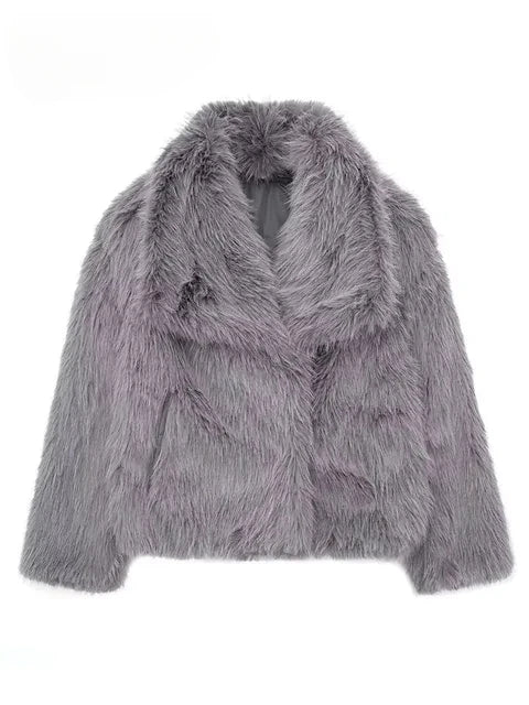 Sophia | Collared Long Pile Faux Fur Coat