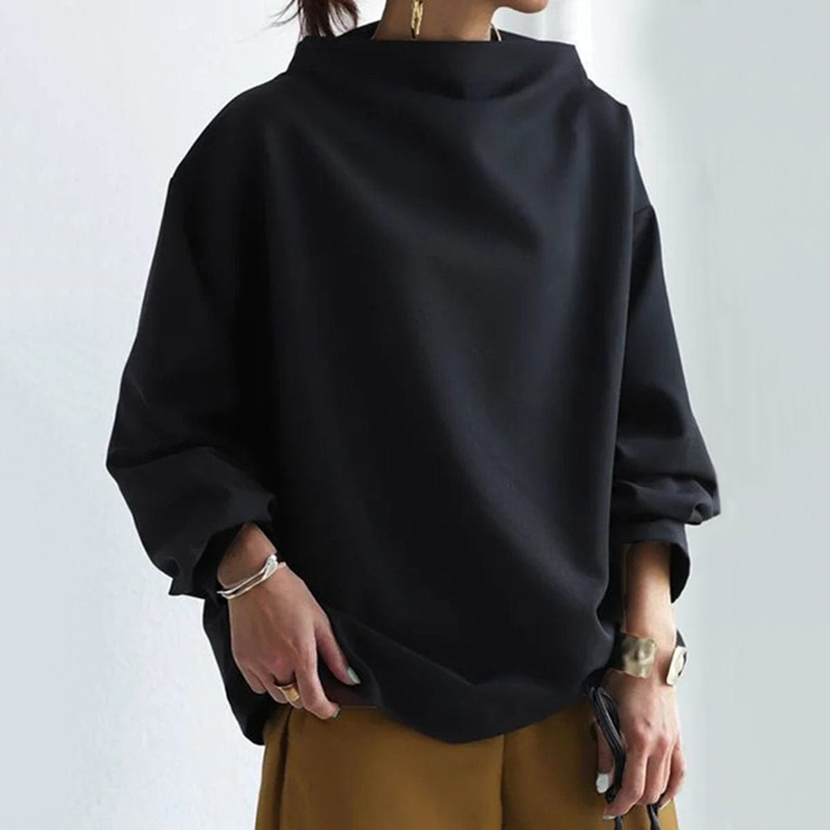 Edith | Oversized Mock Neck Top Funnel