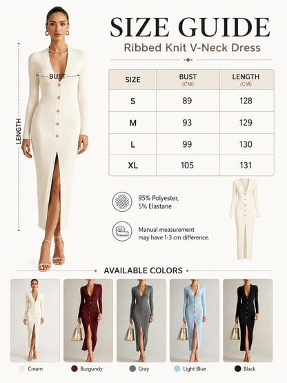 Poppy | Ribbed Knit Long Sleeve Maxi Dress