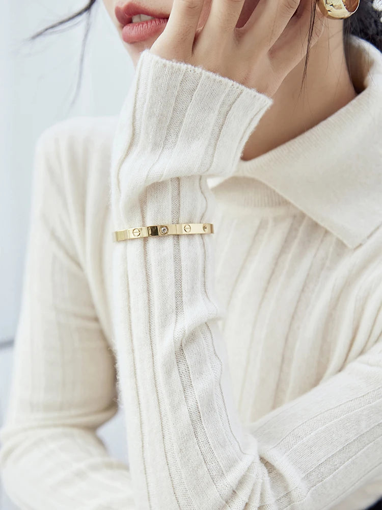 Womens ribbed knit polo neck jumper, view 1