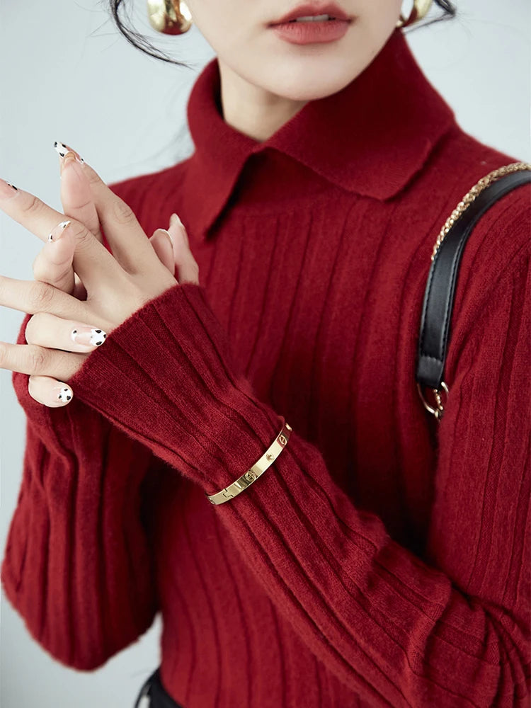 Maeve | Ribbed Knit Polo Neck Jumper