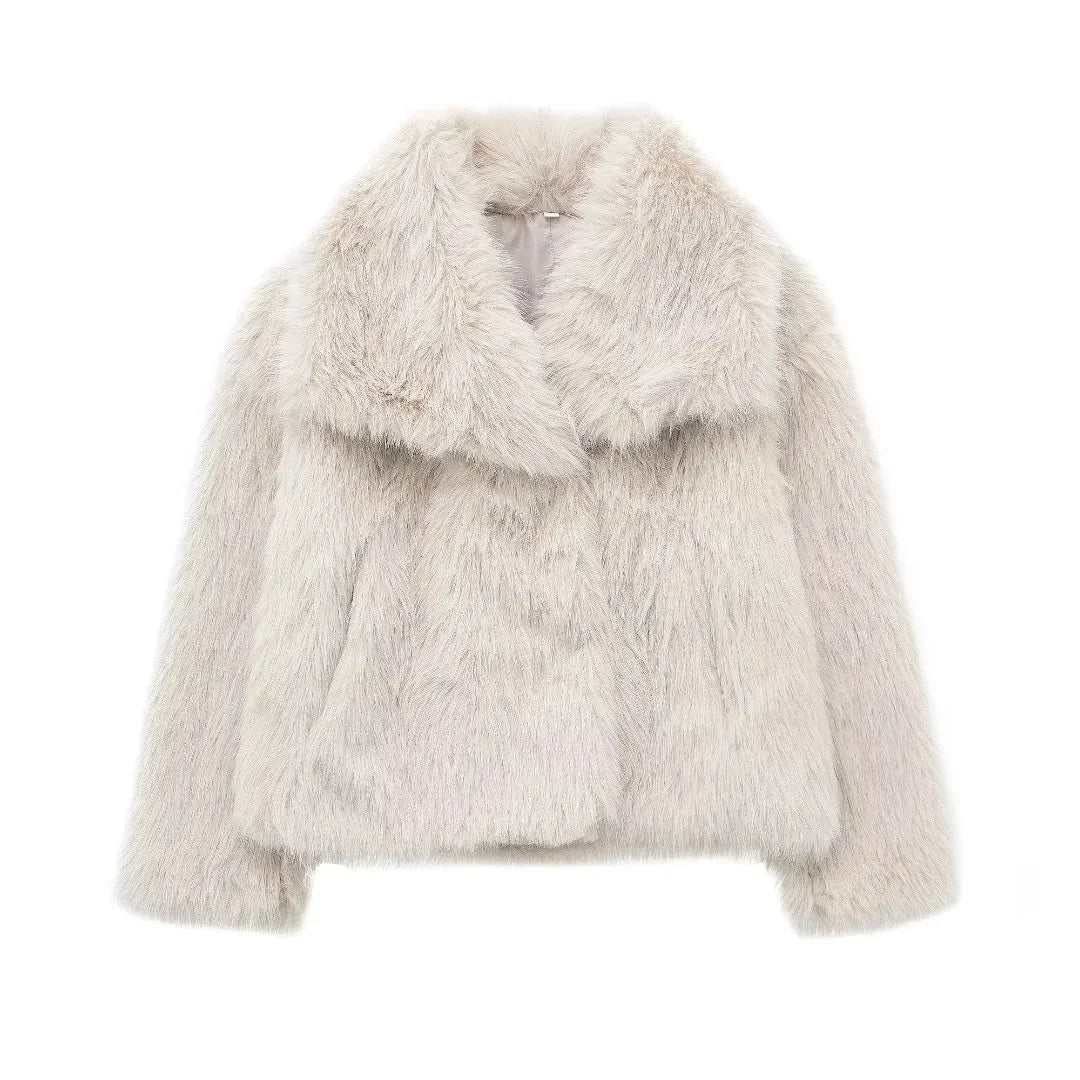 Sophia | Collared Long Pile Faux Fur Coat