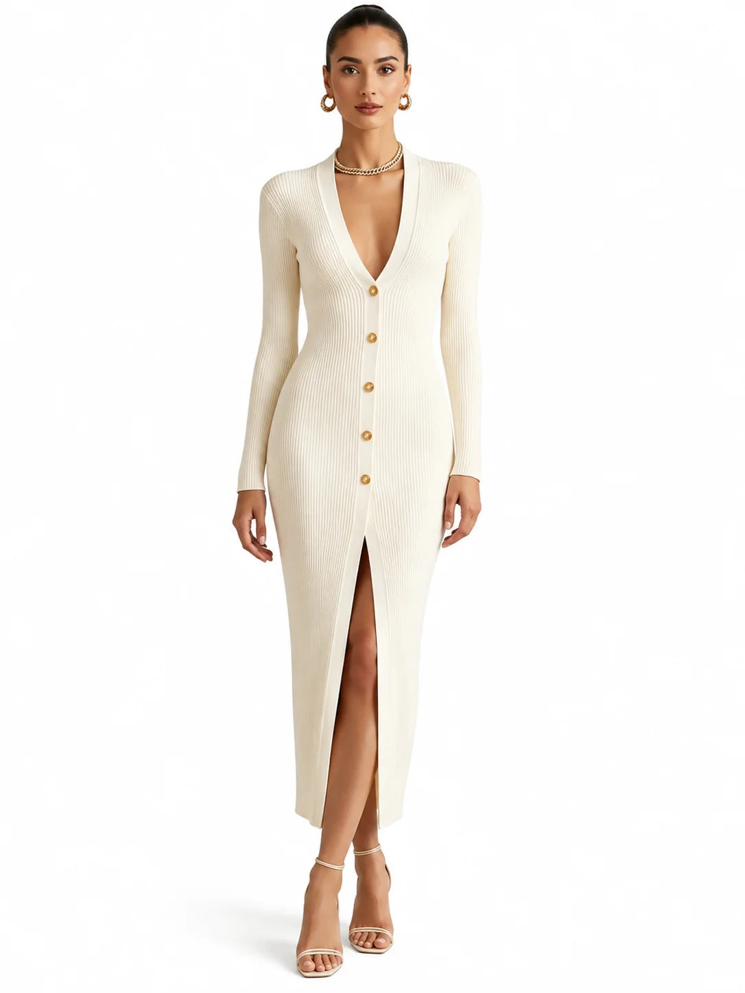 Poppy | Ribbed Knit Long Sleeve Maxi Dress