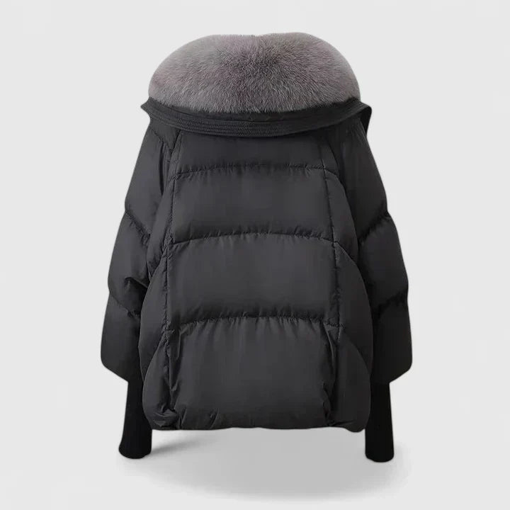 Rosie womens puffer jacket with faux fur collar