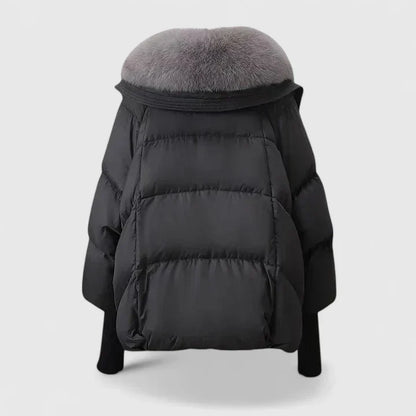 Rosie womens puffer jacket with faux fur collar