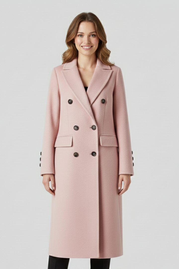 Amelia women's double-breasted midi coat by Atelier Oshea - view 2