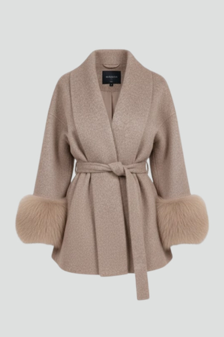 Grace women's fur cuff belted coat by Atelier Oshea - view 1