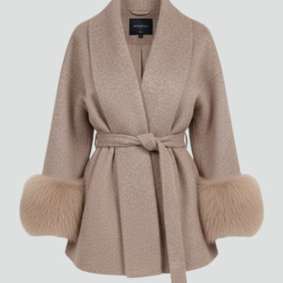 Grace | Women's Fur Cuff Belted Coat