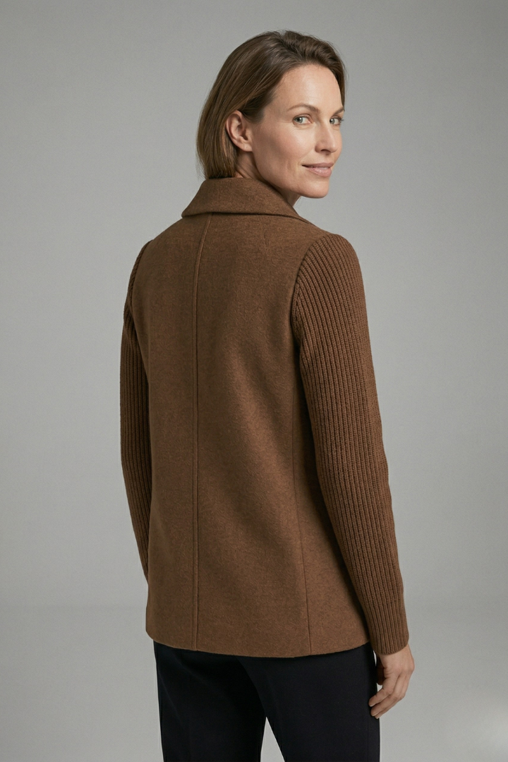 Avery | Women Coat Knit Sleeve Double-Breasted