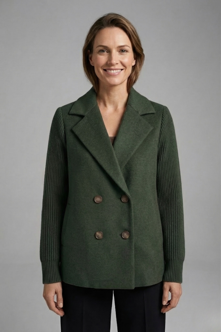 Avery | Women Coat Knit Sleeve Double-Breasted
