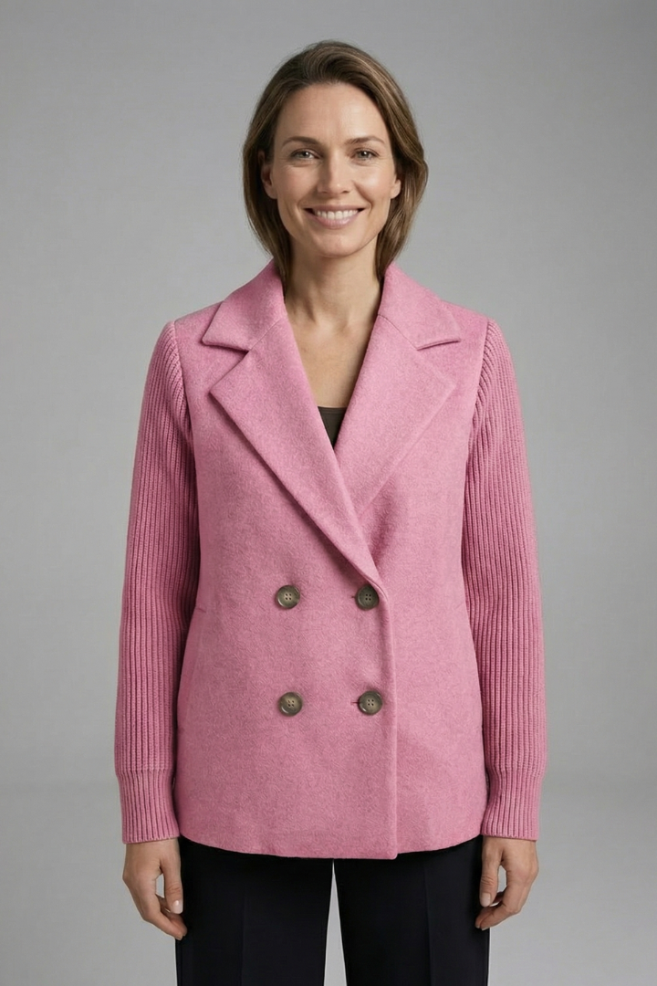 Avery | Women Coat Knit Sleeve Double-Breasted