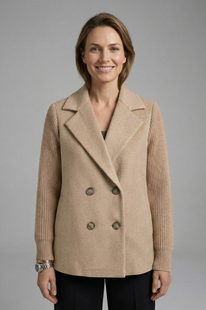 Avery | Women Coat Knit Sleeve Double-Breasted