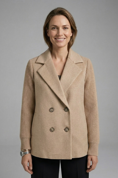 Avery | Women Coat Knit Sleeve Double-Breasted