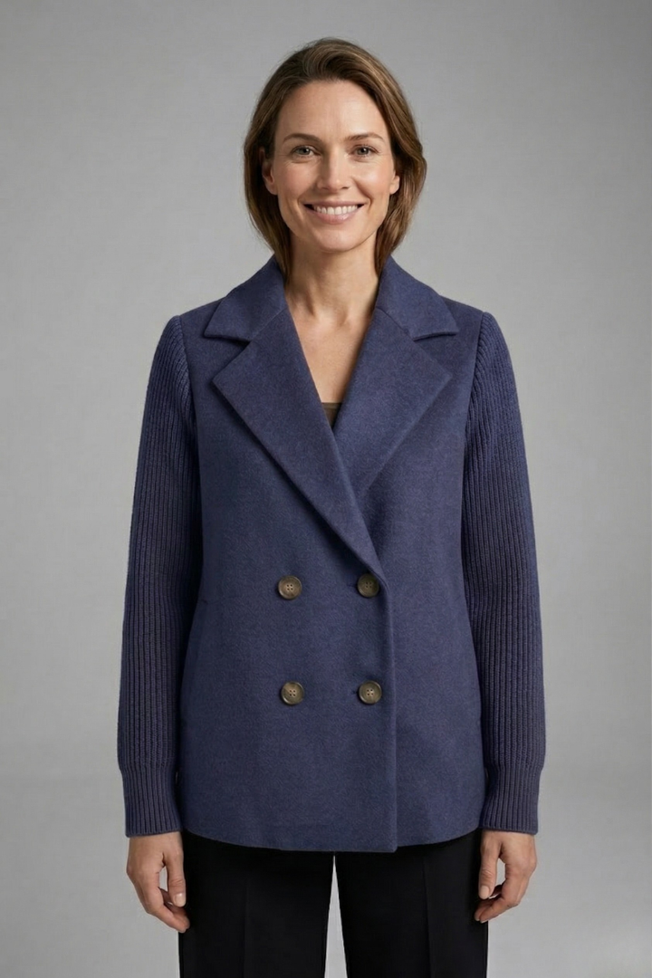 Avery | Women Coat Knit Sleeve Double-Breasted